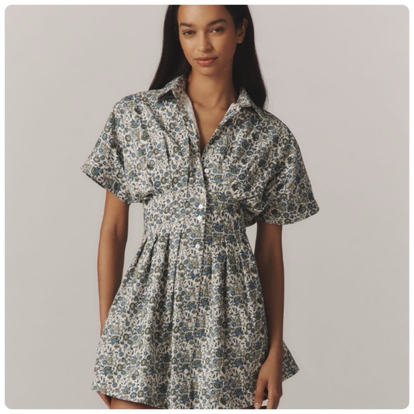 NWT Anthropologie The Tobie Mini Shirt Dress by Exquise All-Over-Floral - Picture 3 of 12
